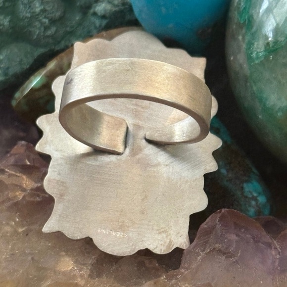 Turquoise southwestern sterling silver adjustable ring - Picture 6 of 9